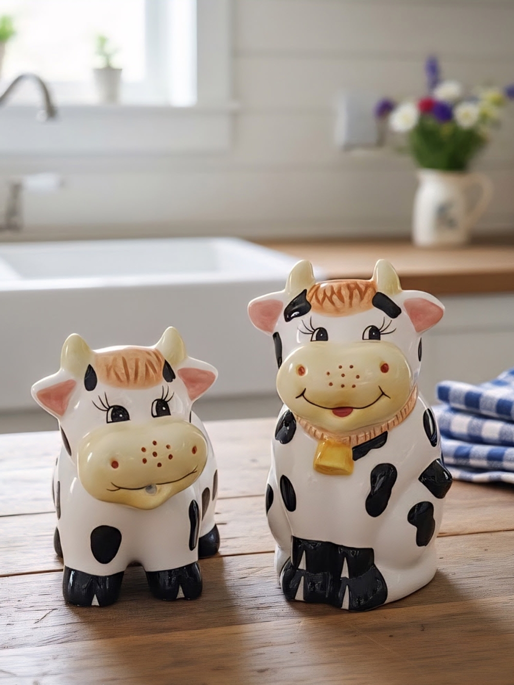 HH Cow Ceramic Serveware Set in White & Black